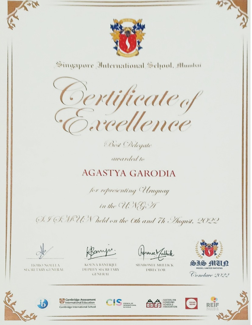 Royal Queens Academy Essay Competition Certificate